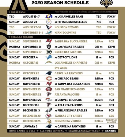 Saints - Saints 2020 schedule [MERGED] | New Orleans Saints