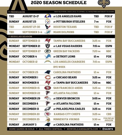 no saints 2017 schedule