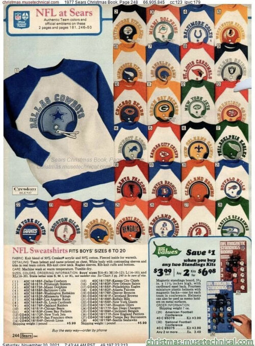 70s NFL clothing at Sears