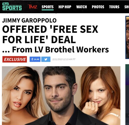 Jimmy Garoppolo offered 'free sex for life' by Las Vegas brothel