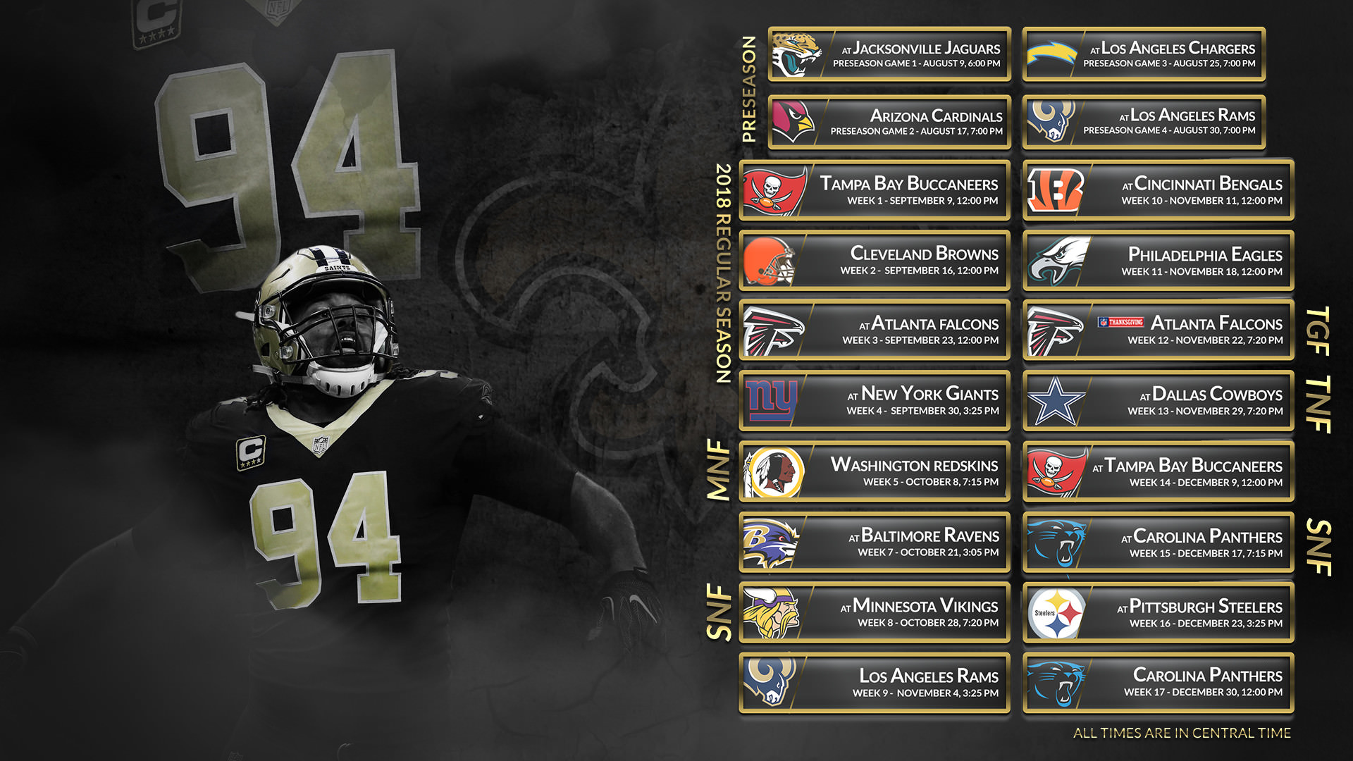 Saints 2018-19 Schedule Breakdown