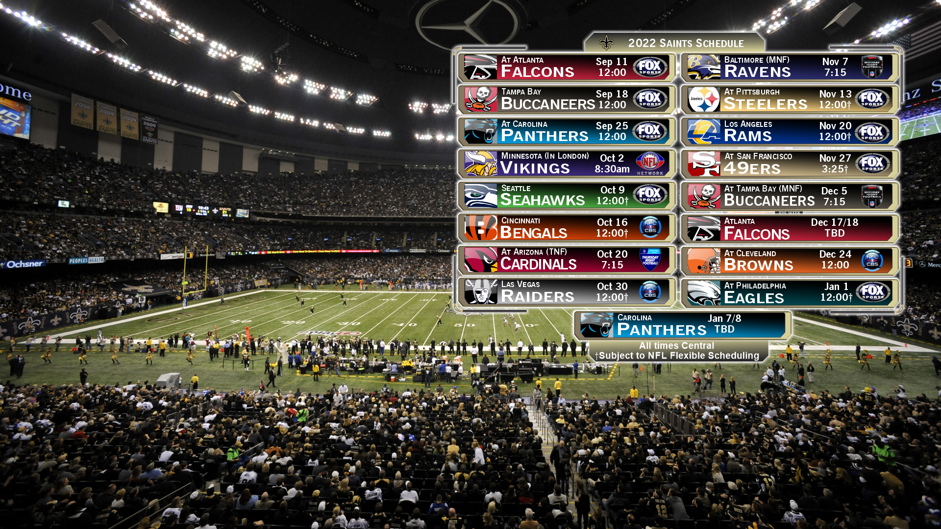 2022 Schedule and Superdome Wall  New Orleans Saints 