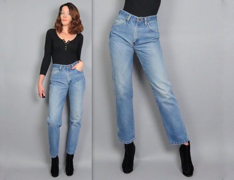 Vintage 80s High Waisted Jeans Rustler Straight Leg Jeans Worn | Etsy