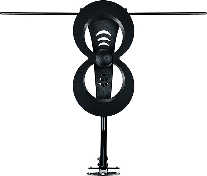 Antennas Direct Clearstream 2Max TV Antenna, 60+ Mile Range, UHF/Vhf, Multi-Directional, Indoor/Outdoor, Base Stand, Mast W/Pivoting Base/Hardware/Adjustable Clamp/Sealing Pads, 4K, Black – C2MVJ-5